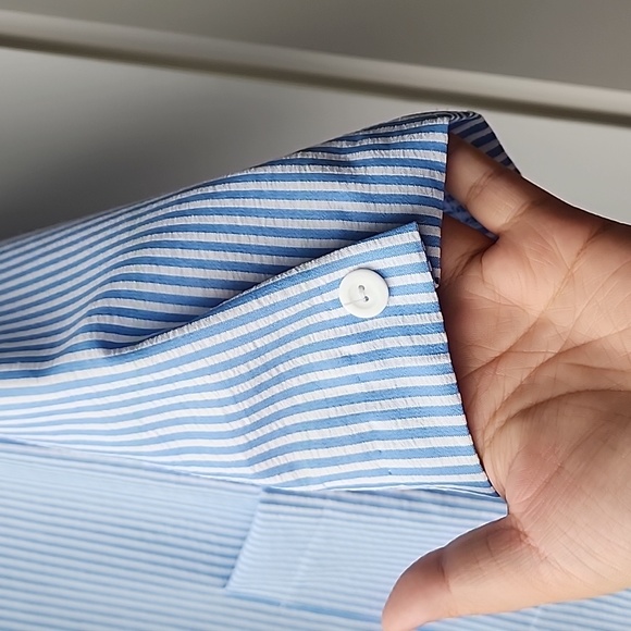 Vintage Image Oversized Pinstripe Single Button Crinkled Blazer Jacket - Picture 2 of 7